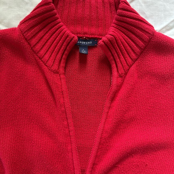 Lands' End Women's Red Zip-Up Cardigan - Picture 2 of 6